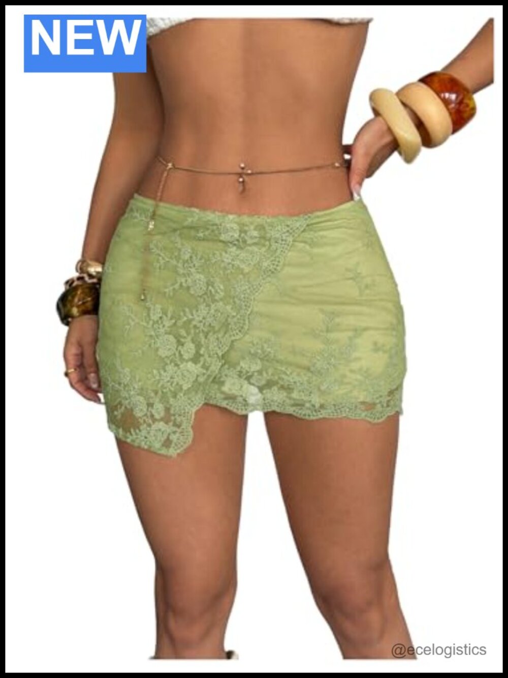 Lace Trim Embroidered Low Rise Wrap Skort Mini Skirt with Shorts